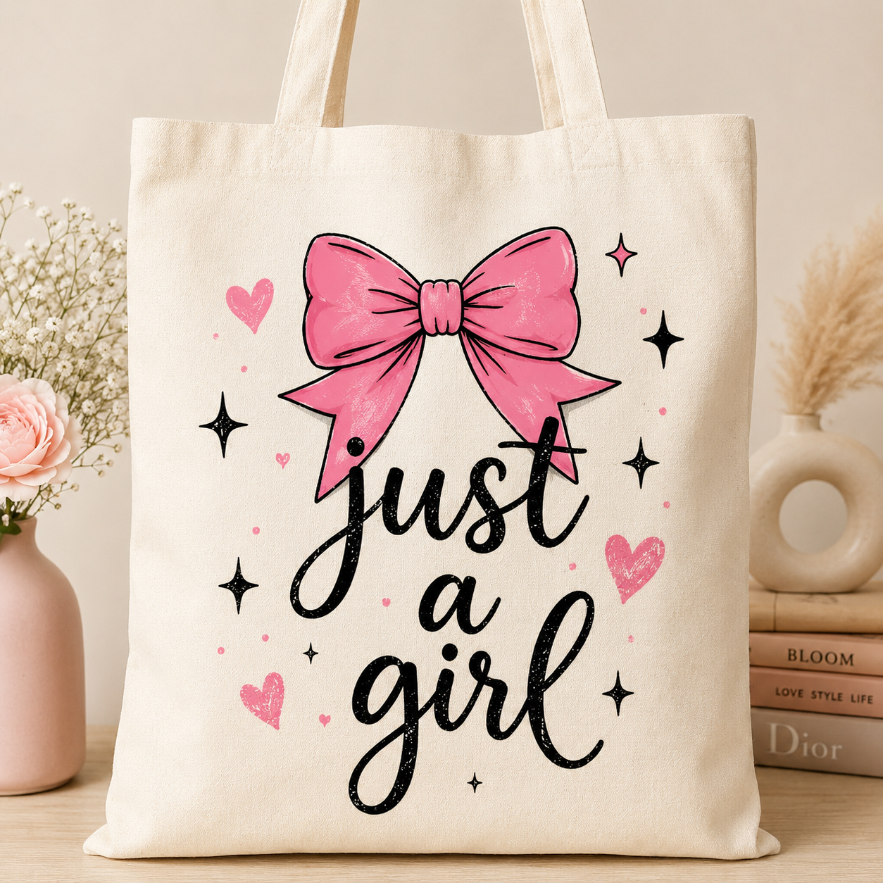 Just a Girl Canvas Tote Bag