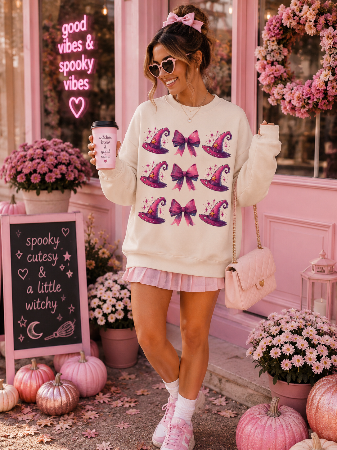 Coquette Witch Hat Crewneck Sweatshirt