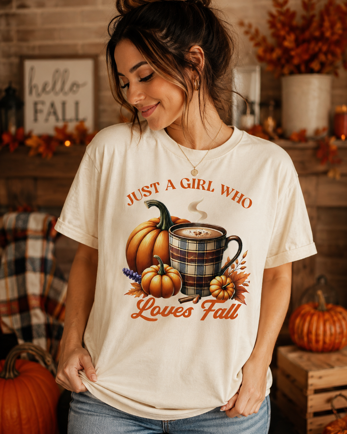 Just a Girl Who Loves Fall Graphic T-Shirt