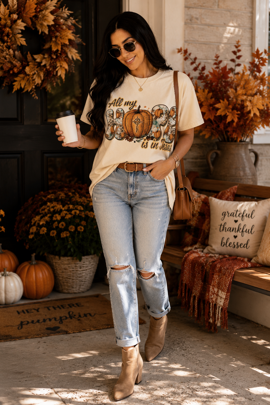 All My Hope Is in Jesus Fall Graphic T-Shirt