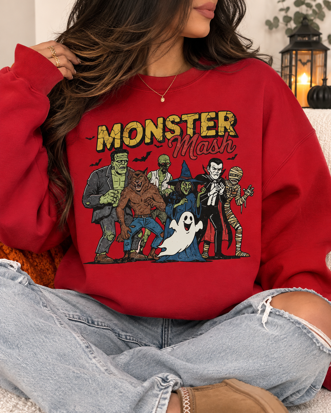 Monster Mash Halloween Graphic Crewneck Sweatshirt