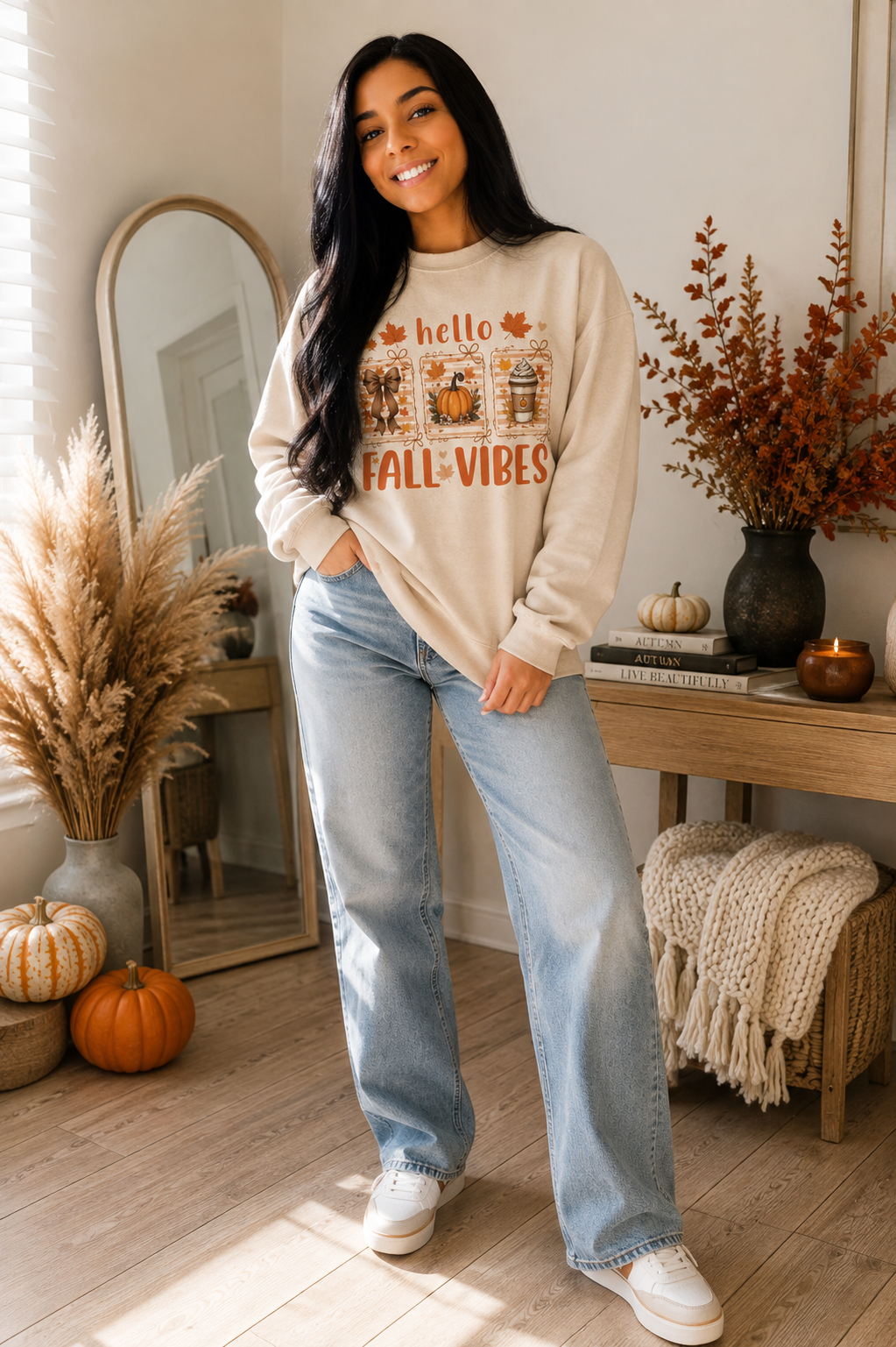 Hello Fall Vibes Graphic Sweatshirt 🤎