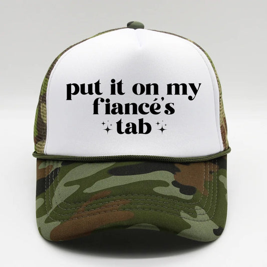 Put It On My Husbands Tab Trucker Hat