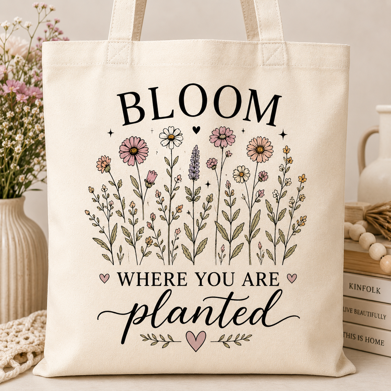 Bloom Where You Are Planted Canvas Tote Bag