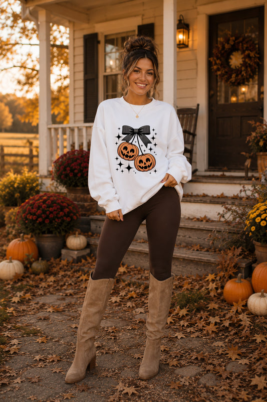 Pumpkin Bow Crewneck Sweatshirt