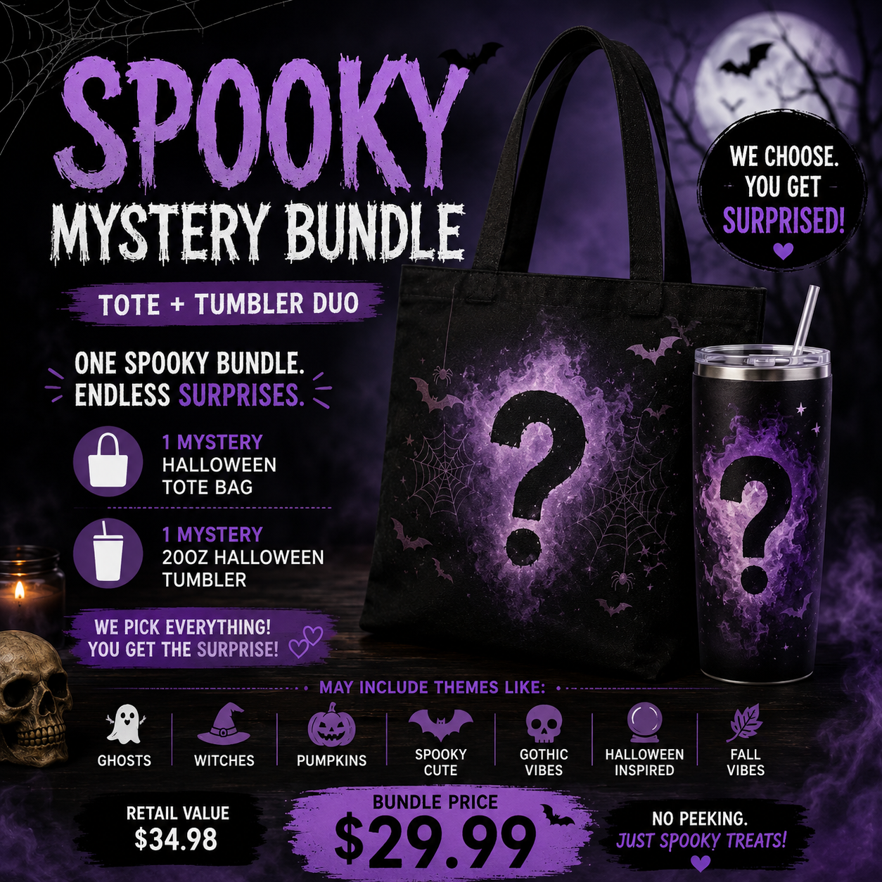 Spooky Mystery Bundle | Tote + Tumbler Duo