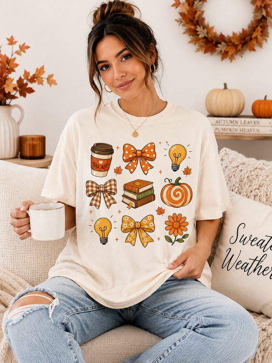 Cozy Fall Icons Graphic Tee 🍂
