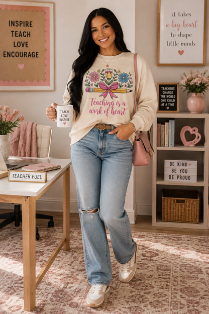 Teaching Is A Work Of Heart Sweatshirt