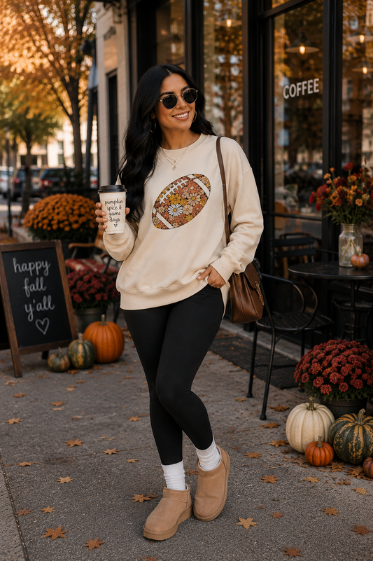 Floral Football Crewneck Sweatshirt