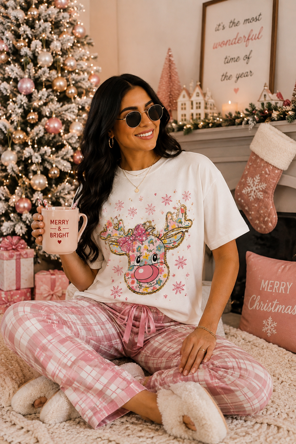 Merry Bow Christmas Graphic Tee