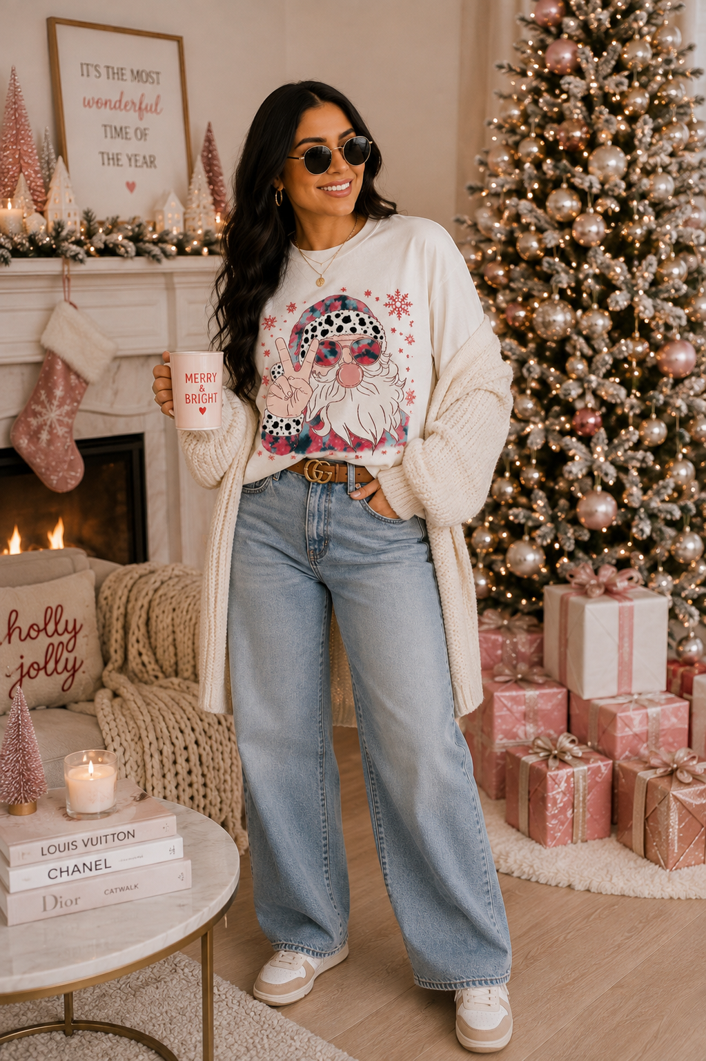 Groovy Santa Christmas Graphic Tee