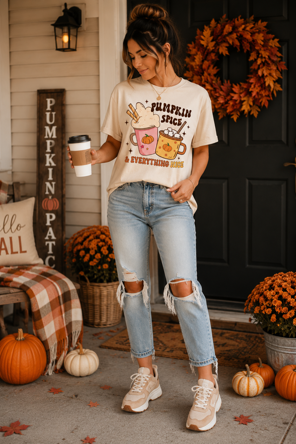 Pumpkin Spice & Everything Nice Fall Graphic T-Shirt