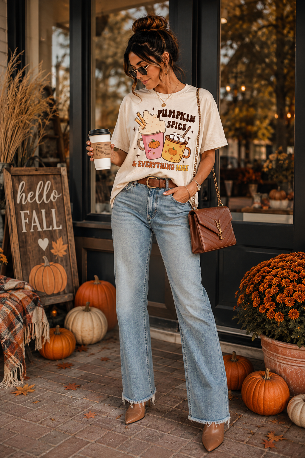 Pumpkin Spice & Everything Nice Fall Graphic T-Shirt