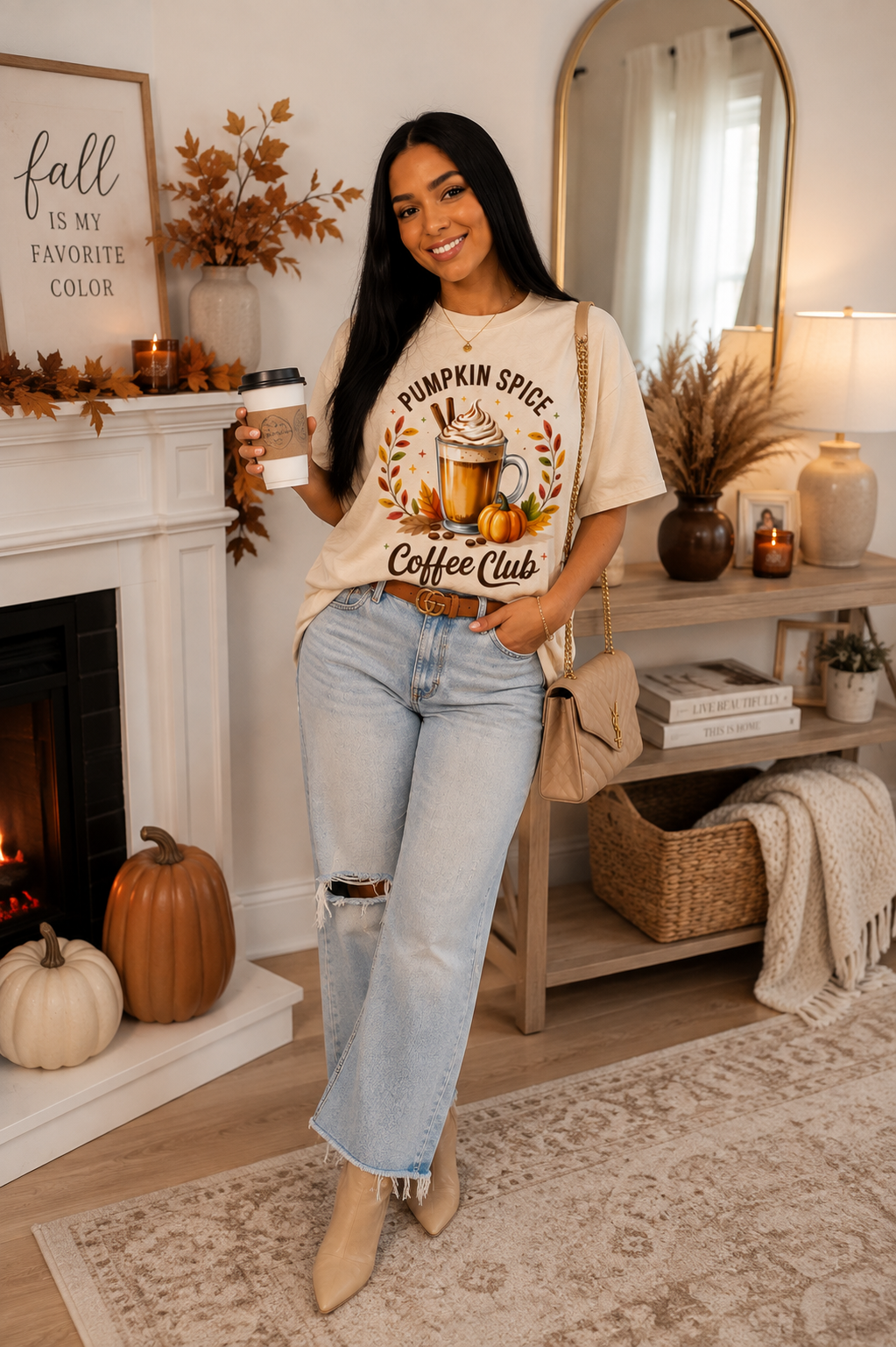 Pumpkin Spice Coffee Club Fall Graphic T-Shirt