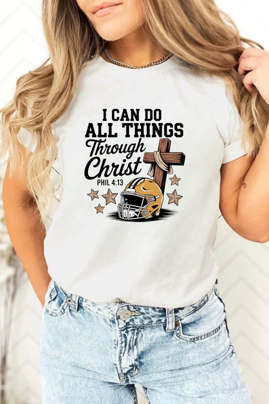 I Can Do All Things Through Christ Football T-Shirt – Gildan Unisex Tee