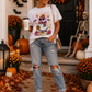 Pink & Orange Retro Ghost Halloween Graphic T-Shirt